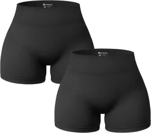 OQQ Women 2 Piece Shorts Butt Lifting High Waist Tummy Control Yoga Athletic Workout Shorts