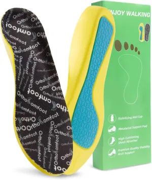 OrthoComfoot Kids Orthopedic Comfort Children’s Insoles : Flat Feet Gel Inserts for Plantar Fasciitis Relief, Athletic Orthotic High Arch Support Insoles, No Trimming,Size 3 Little Kid