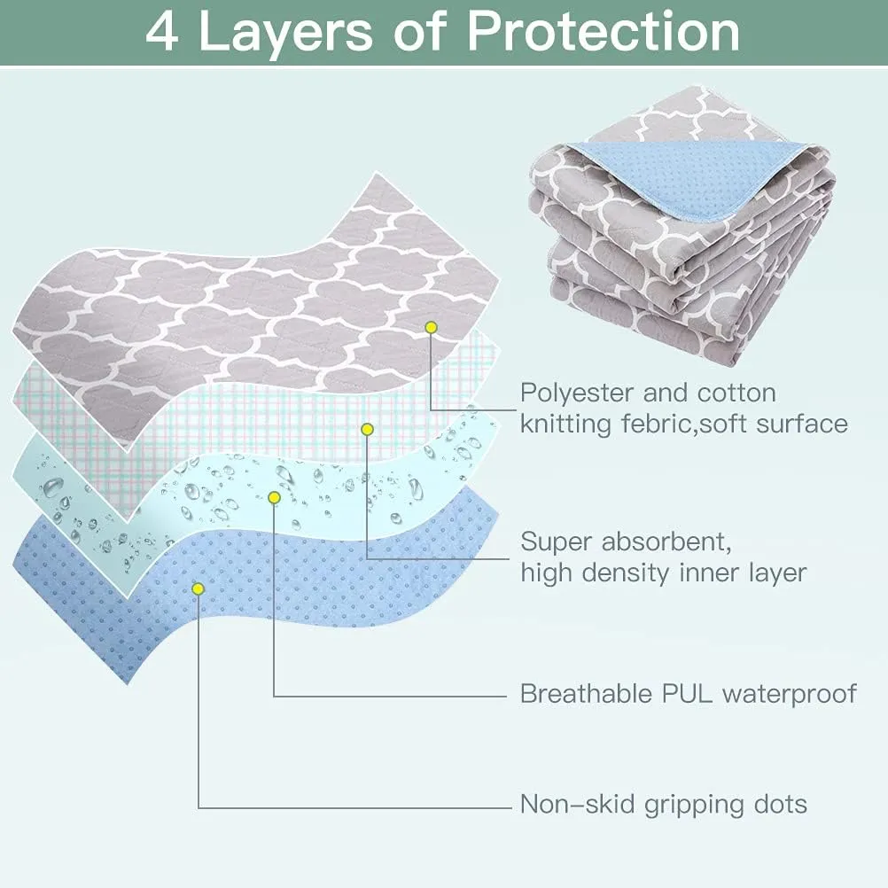 OUTCREATOR® 2Pack Bed Pads for Incontinence Mattress Protector Anti-Slip Waterproof Pads (56" x 34") for Toddlers Kids Adults Pets Pee Pads and Machine Washable Absorbency and Leak Proof Edge