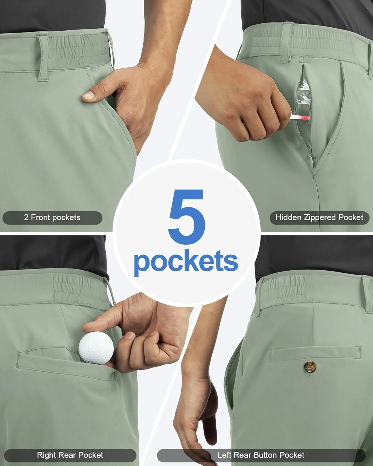Outdoor Ventures Men's Golf Shorts 11" Inseam Classic-Fit Flat Front Stretch Casual Shorts with Pockets Summer Hiking Travel