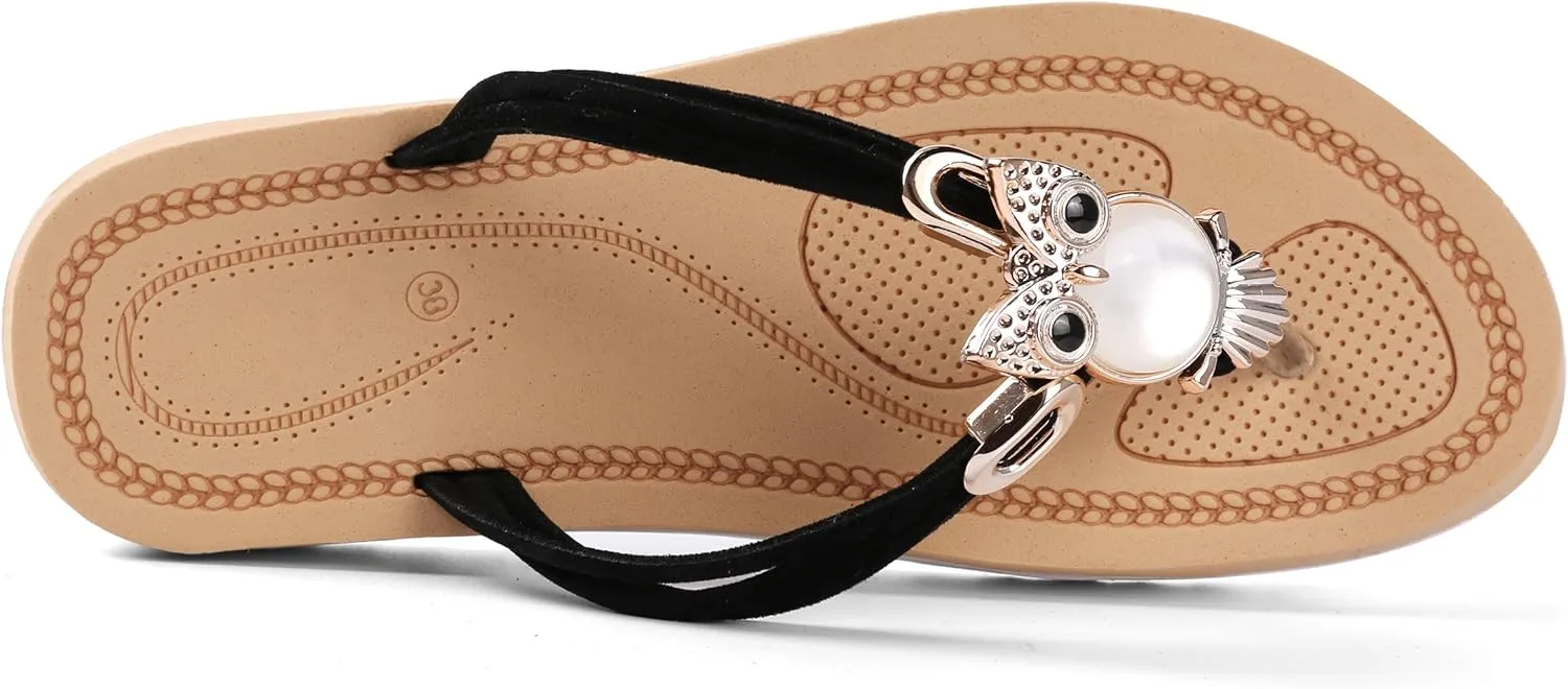 Owl Embellishment Flip Flop Sandals