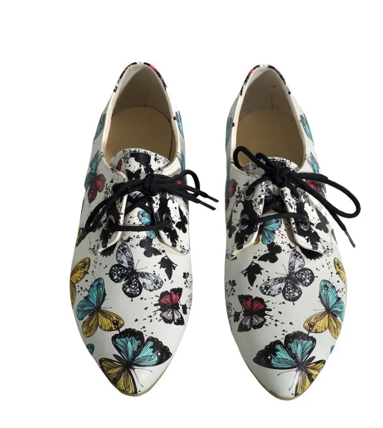 Oxford Cats Pattern Daily Print Women Leather - Many Styles & Colours - Summer Breathable Flats Shoes Mesh New Season 2021 Fashion Lace-up.
