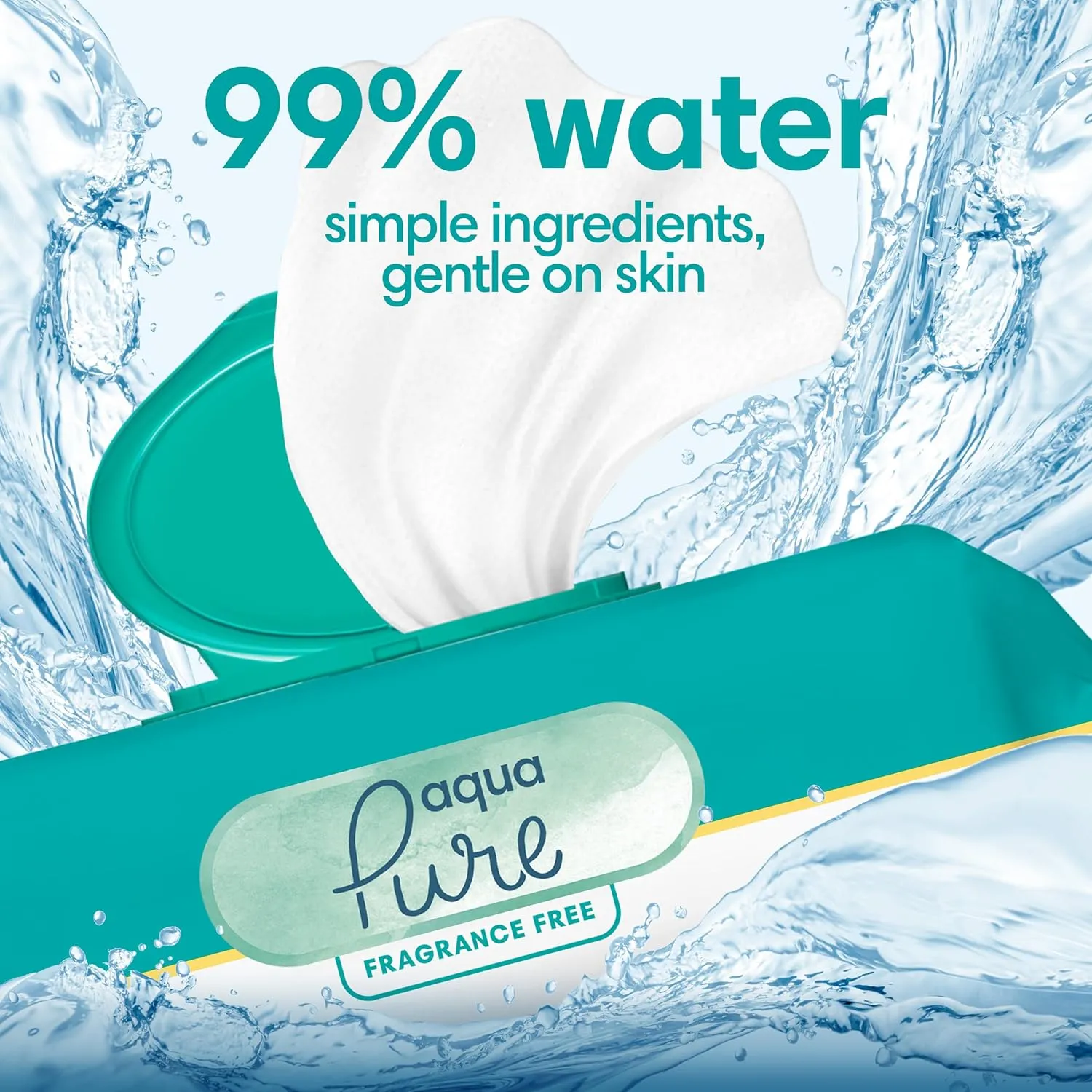 Pampers Baby Wipes Aqua Pure, 99% water-based wipes, Hypoallergenic and Unscented Infant Wipe, 896 Total (16 Flip-Top Packs)
