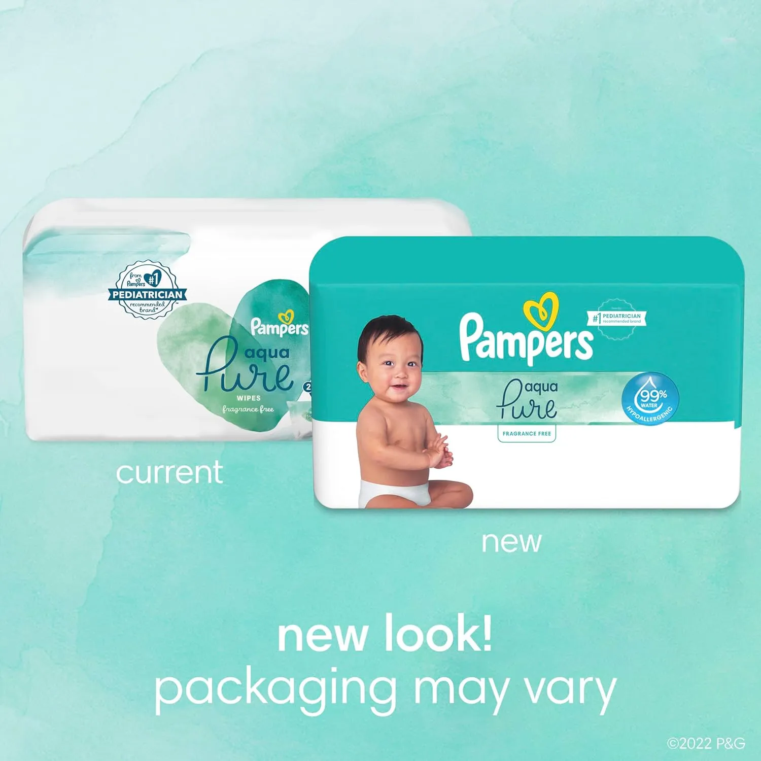 Pampers Baby Wipes Aqua Pure, 99% water-based wipes, Hypoallergenic and Unscented Infant Wipe, 896 Total (16 Flip-Top Packs)