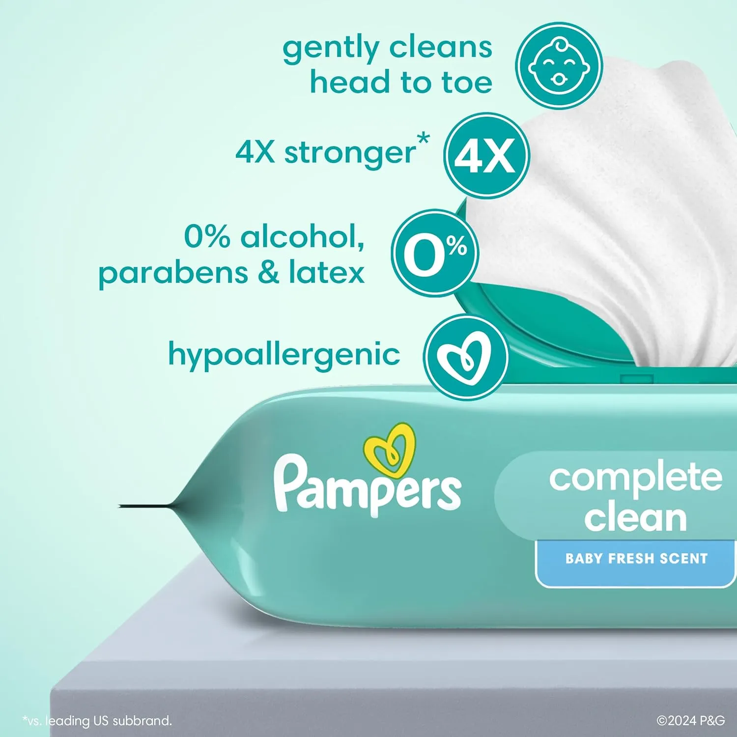 Pampers Baby Wipes, Complete Clean Baby Fresh Scented Wipe, Gently Cleans Head to Toe, 864 Total (12 Flip-Top Packs)