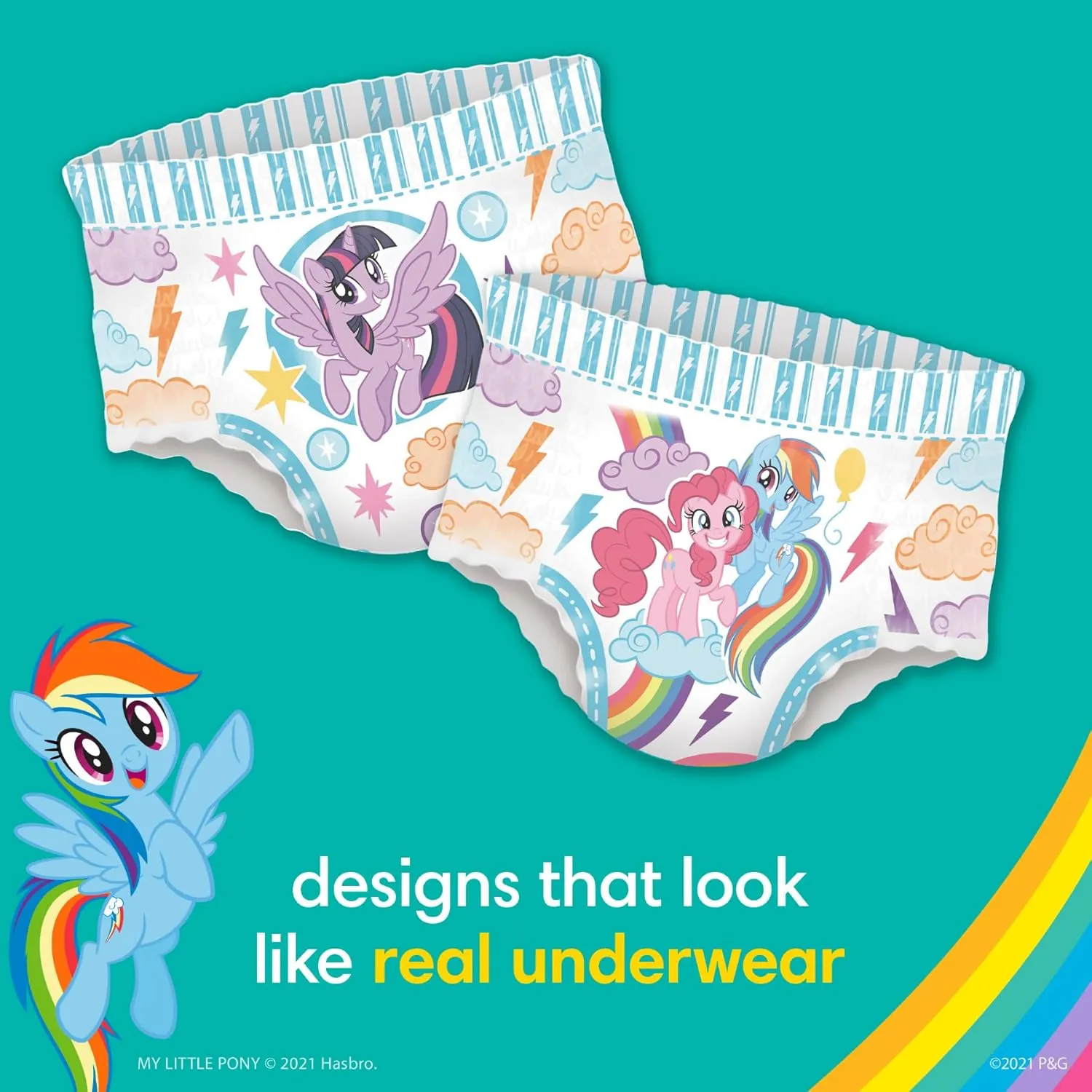 Pampers Easy Ups Pull On Training Pants My Little Pony, 5T-6T, 844 Count with Sensitive Water Based Baby Wipes 12 Flip-Top Packs (1008 Wipes Total)