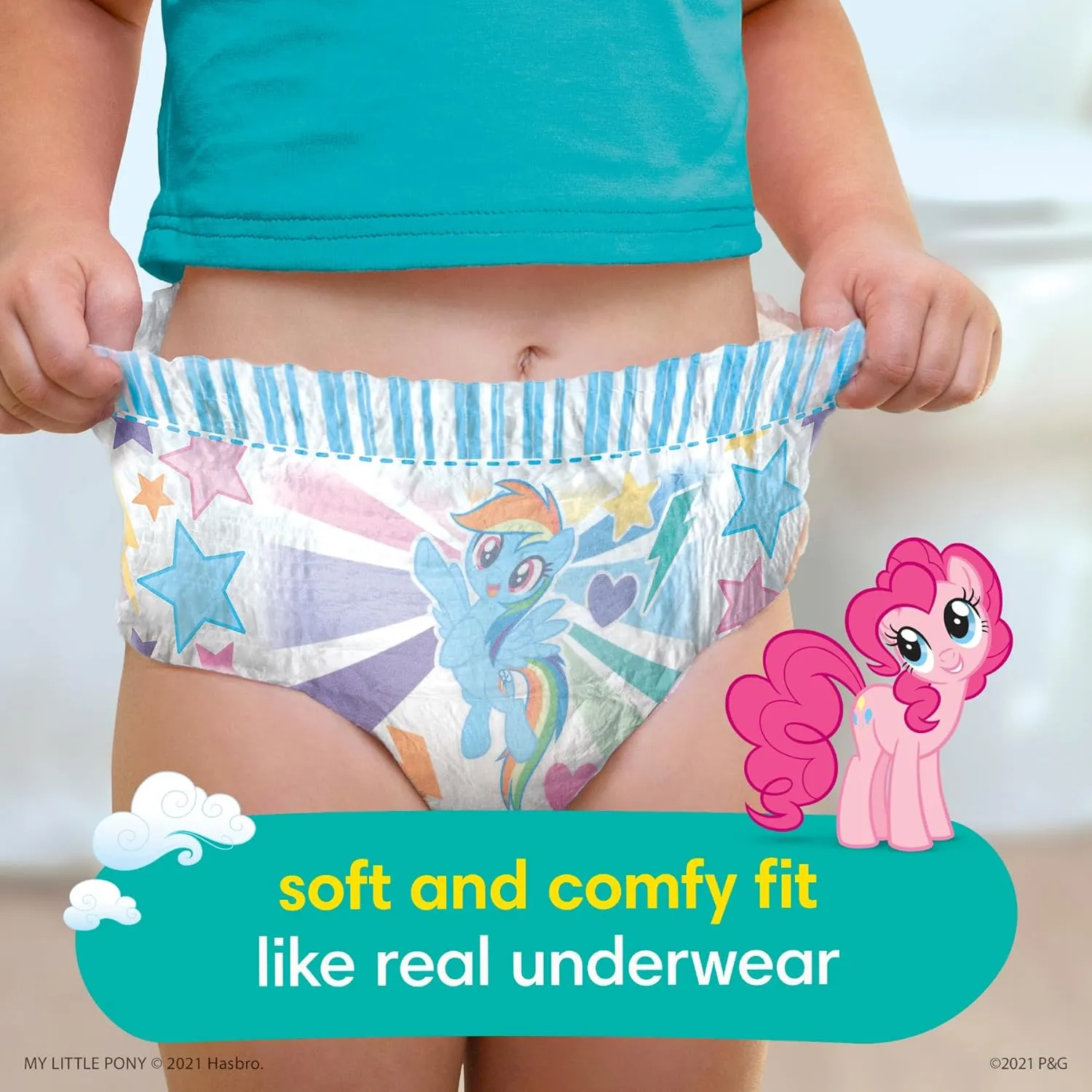 Pampers Easy Ups Pull On Training Pants My Little Pony, 5T-6T, 844 Count with Sensitive Water Based Baby Wipes 12 Flip-Top Packs (1008 Wipes Total)
