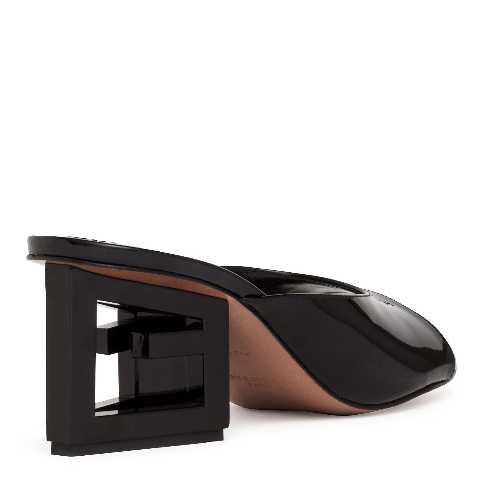 Patent black leather Triangle mules