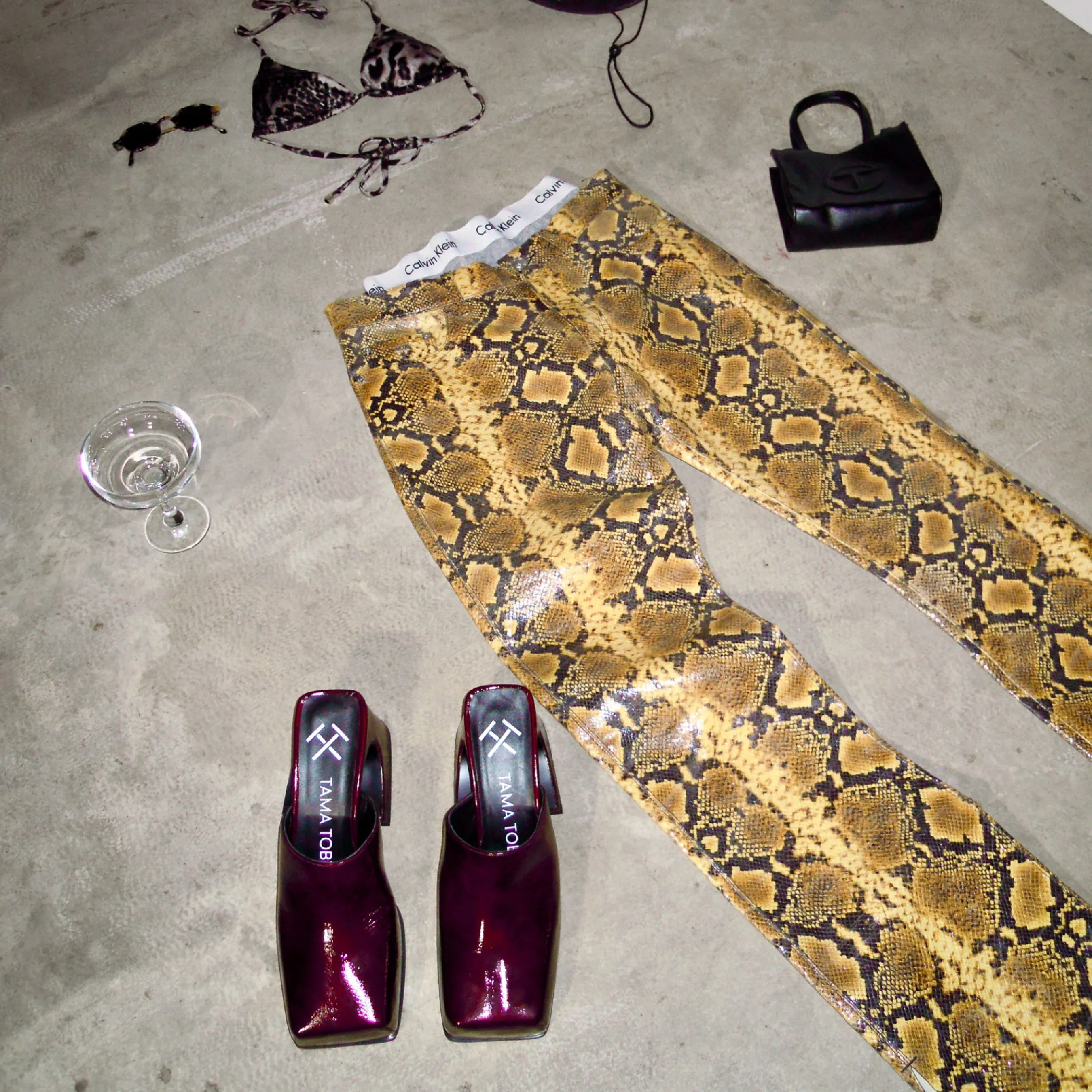 Patent Burgundy Wine Sassy Mule
