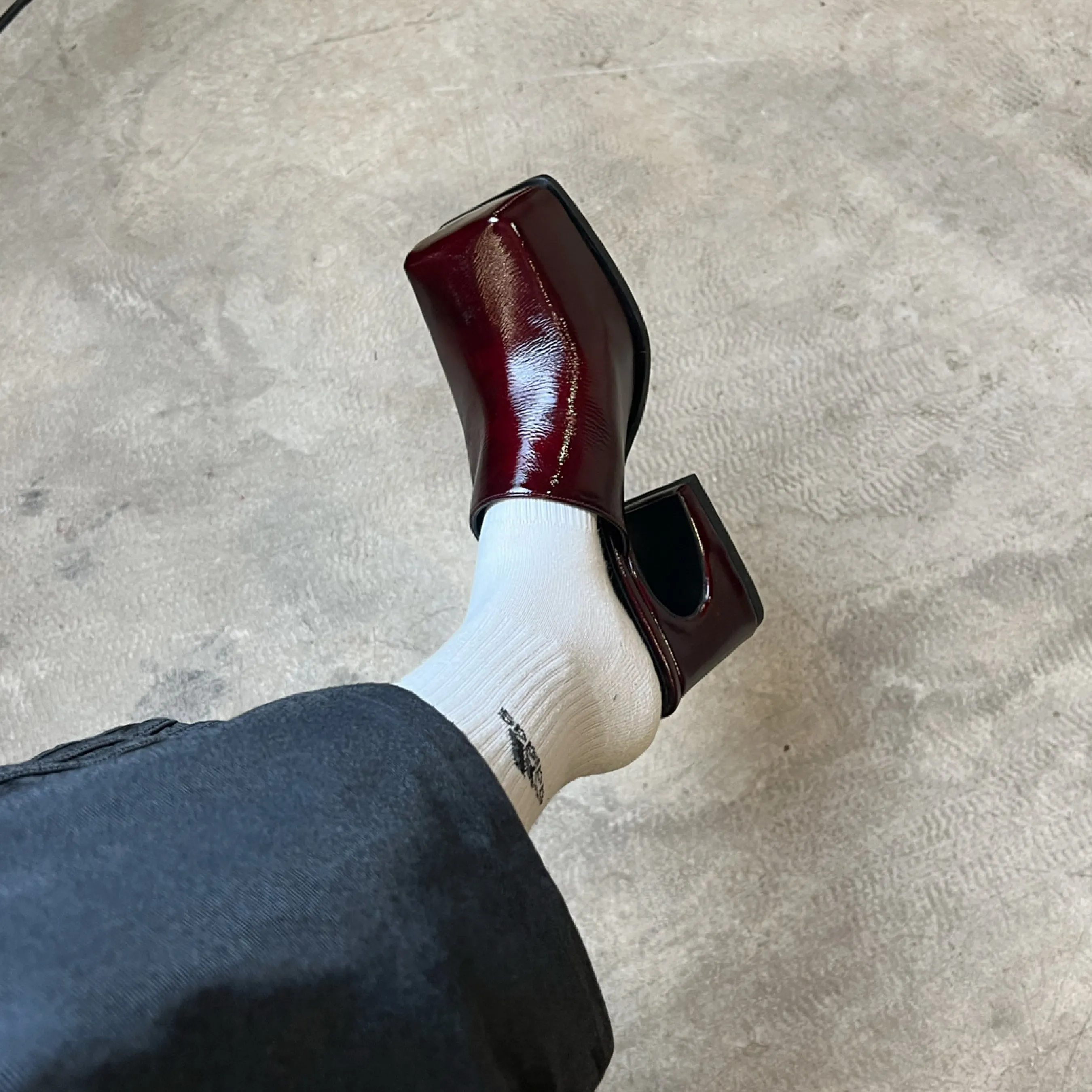 Patent Burgundy Wine Sassy Mule