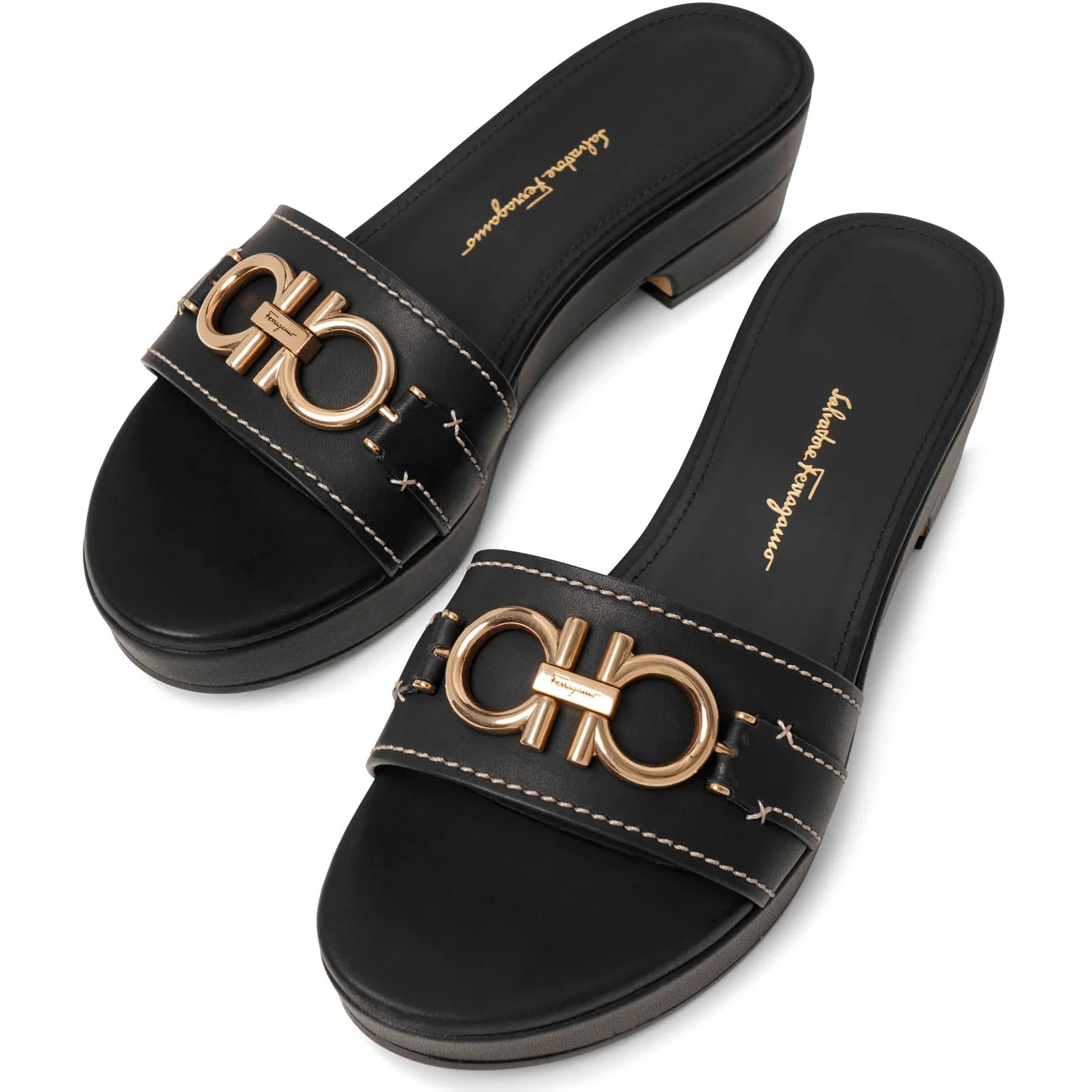 Philein black calf leather clogs