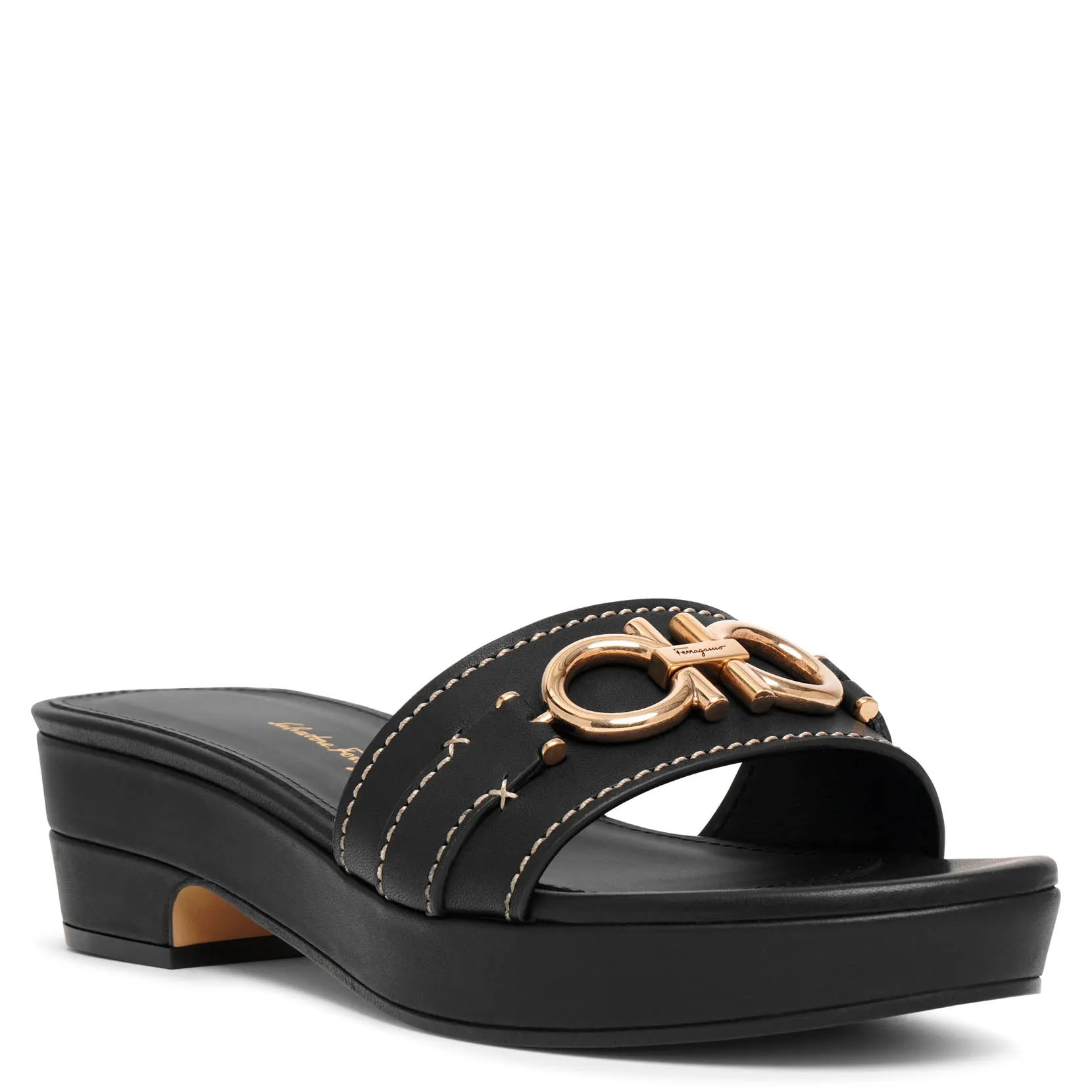Philein black calf leather clogs