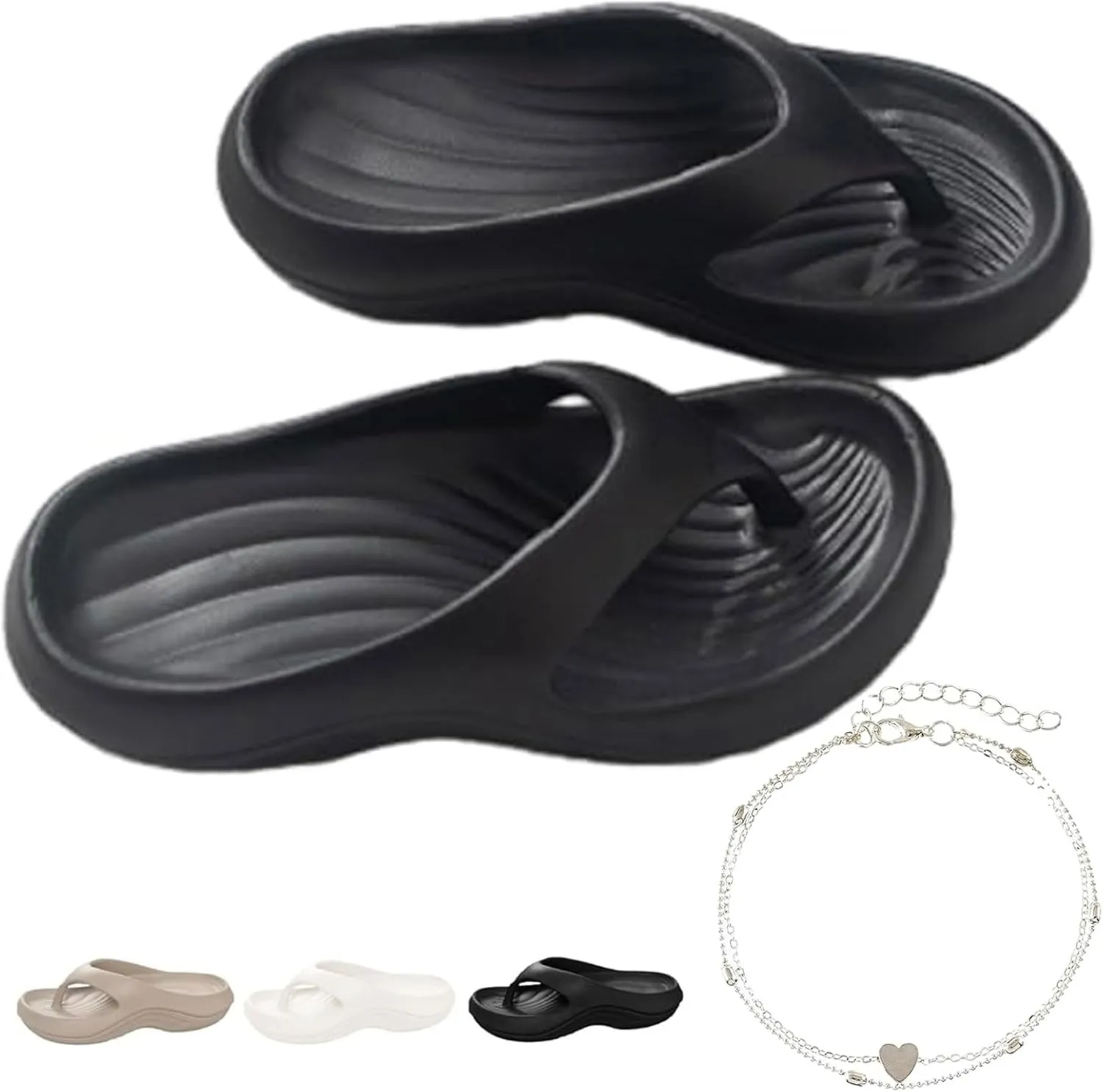 Pillow-Arch Support Flip Flops for Women, Non-slip Soft Comfortable Walking Platform Flip-Flops