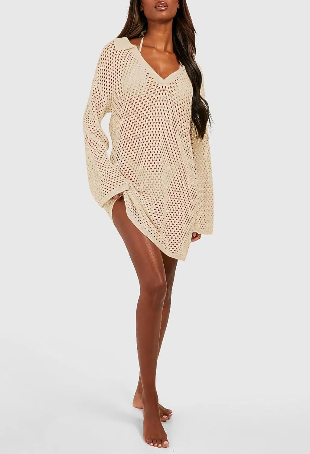 Pink Queen Crochet Swimsuit Cover Up for Women 2025 Sexy Hollow Out Bikini Bathing Suit Coverup Knit Beach Swimwear Dress