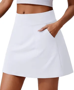PINSPARK 18" Golf Skorts for Woman High Waisted Tennis Skirt UPF 50  Athletic Skort Skirts with 4 Pockets Workout Pickleball
