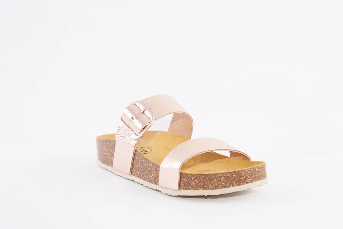 PLAKTON - 343004 FLAT BUCKLE MULE - ROSE GOLD