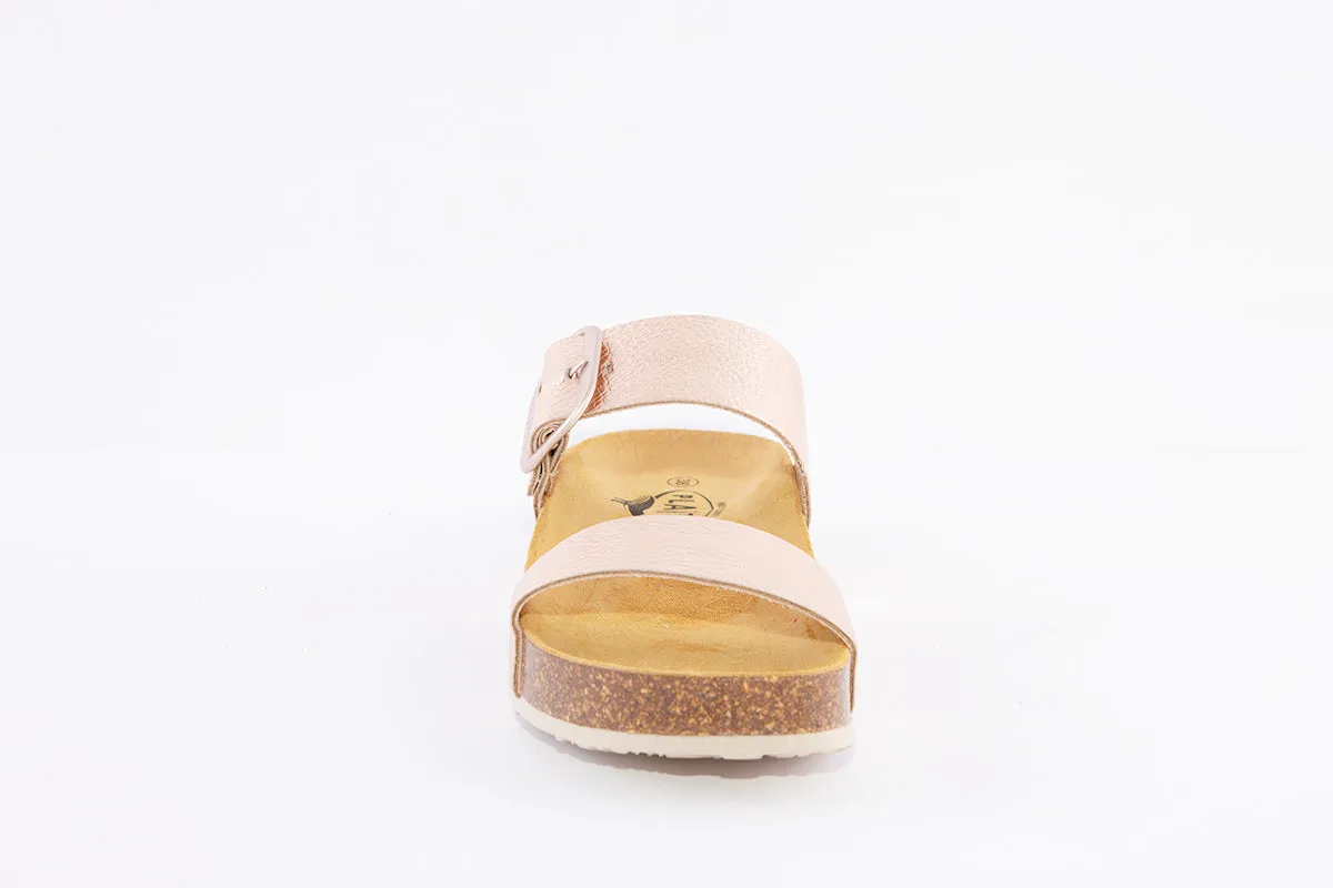 PLAKTON - 343004 FLAT BUCKLE MULE - ROSE GOLD