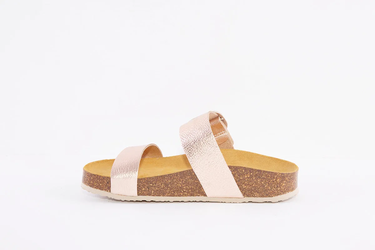 PLAKTON - 343004 FLAT BUCKLE MULE - ROSE GOLD