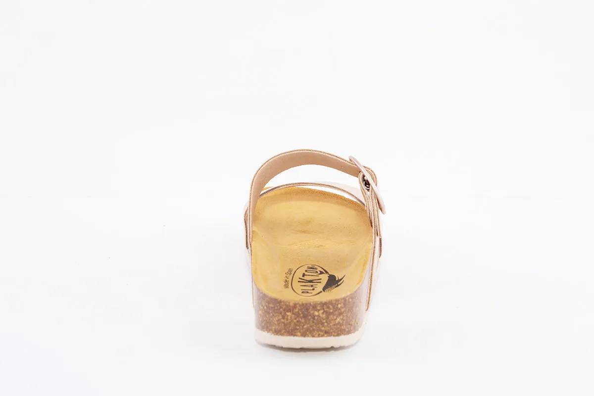 PLAKTON - 343004 FLAT BUCKLE MULE - ROSE GOLD