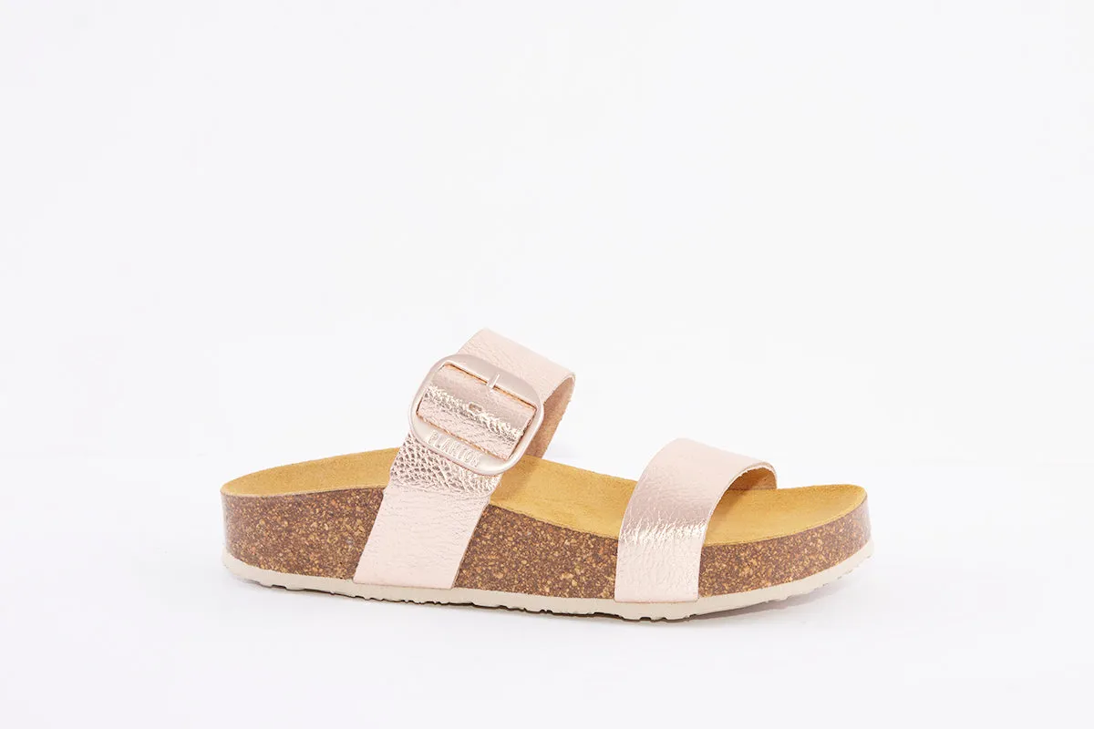 PLAKTON - 343004 FLAT BUCKLE MULE - ROSE GOLD