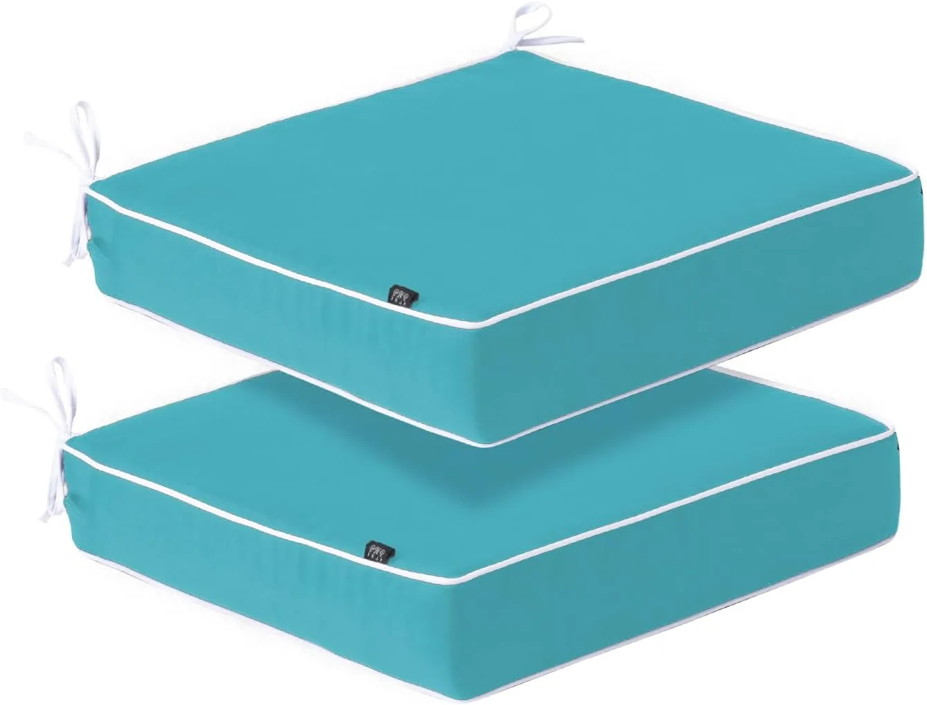PNP FKJP 2 Pack Outdoor Chair Cushion 20" X 20" X 4", Waterproof Outdoor Seat Cushions with Non-Skid Ties, Aqua Blue (Cushion   Cover)