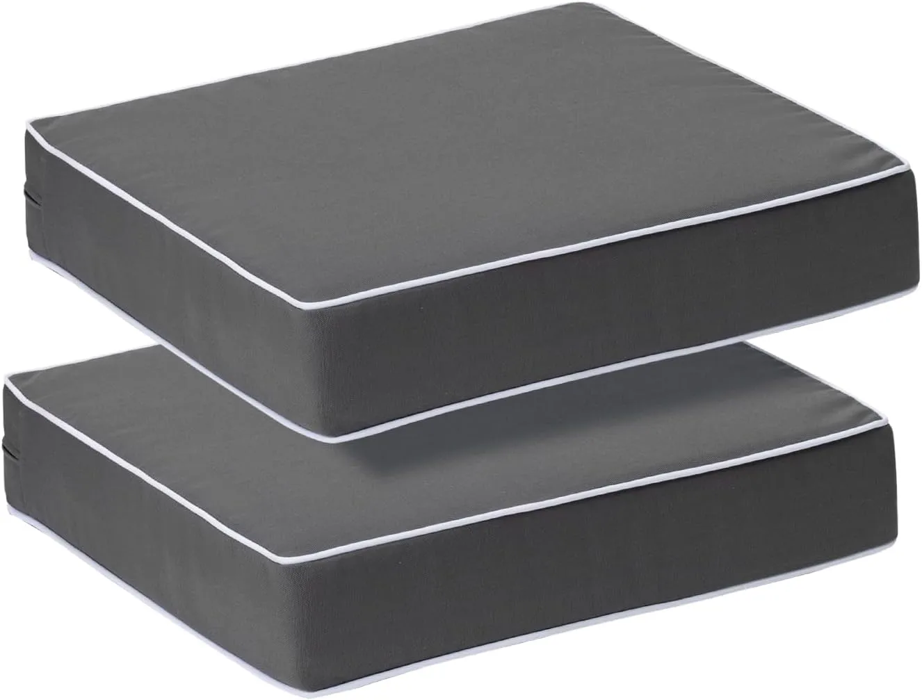PNP FKJP 2 Pack Outdoor Chair Cushion 20" X 20" X 4", Waterproof Outdoor Seat Cushions with Non-Skid Ties,Dark Gray (Cushion   Cover)