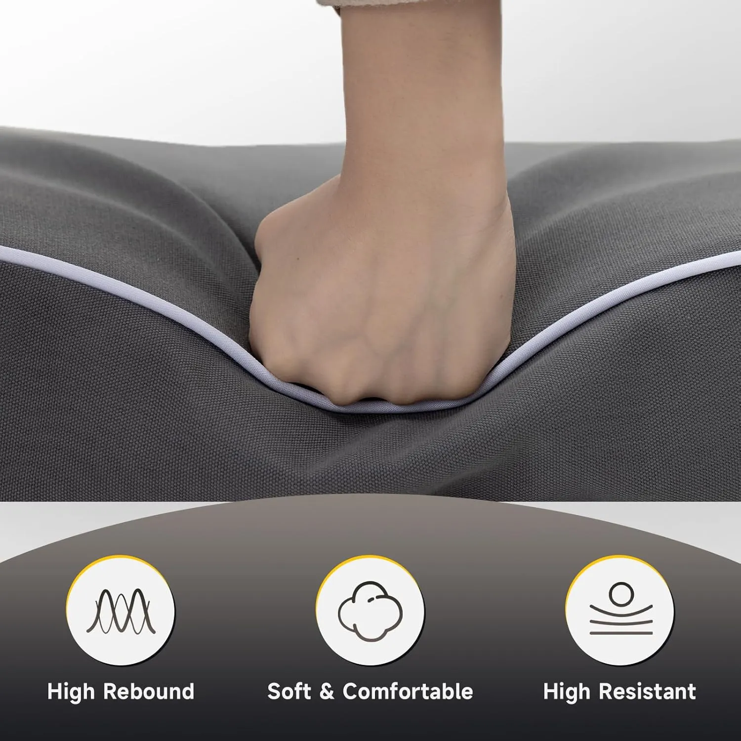 PNP FKJP 2 Pack Outdoor Chair Cushion 20" X 20" X 4", Waterproof Outdoor Seat Cushions with Non-Skid Ties,Dark Gray (Cushion   Cover)