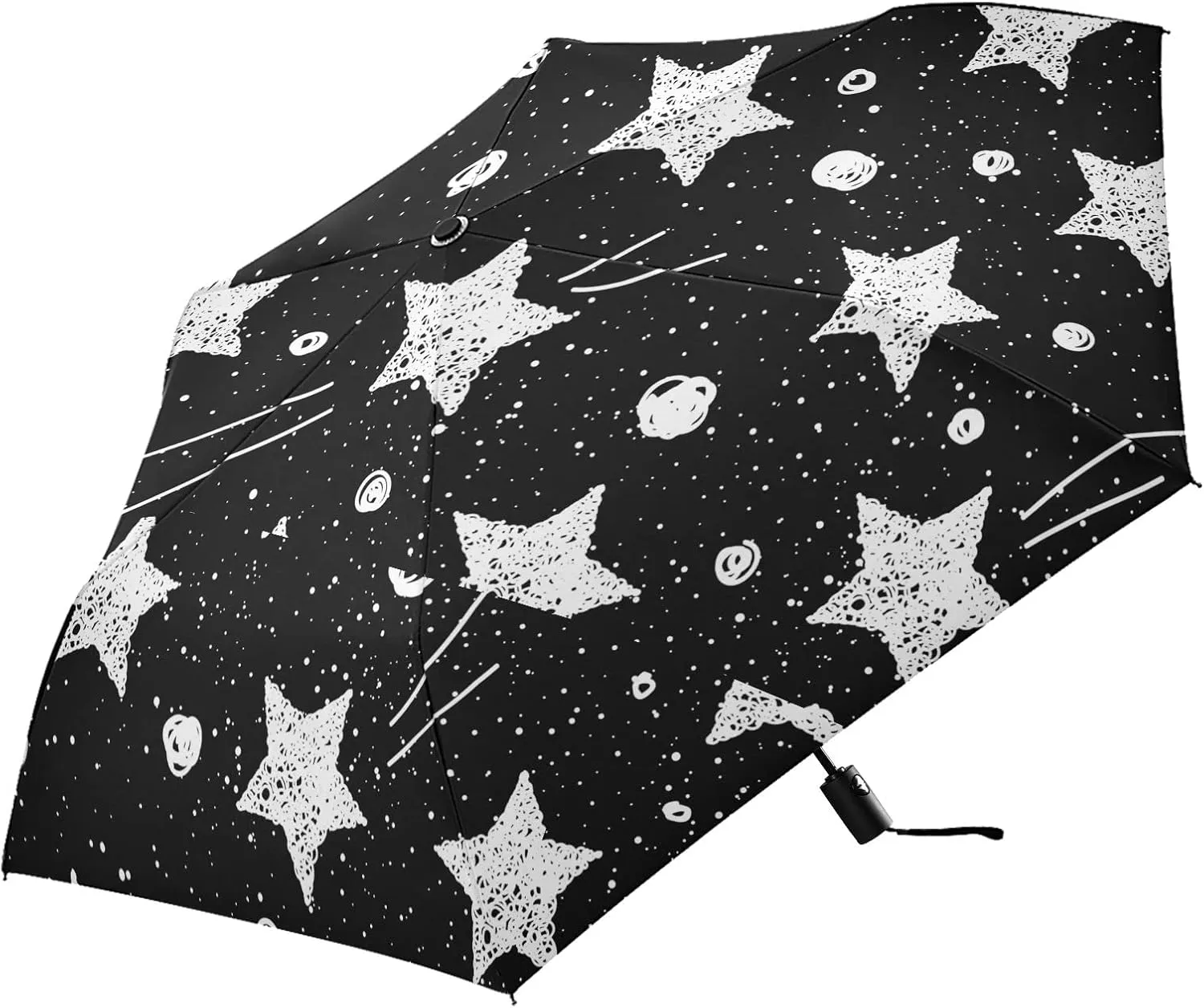 Poeticcity Automatic Folding Umbrella, Auto Open/Close Anti-UV 3 Folds Parasol, Compact Windproof Strong Umbrellas for Travel Sun & Rain