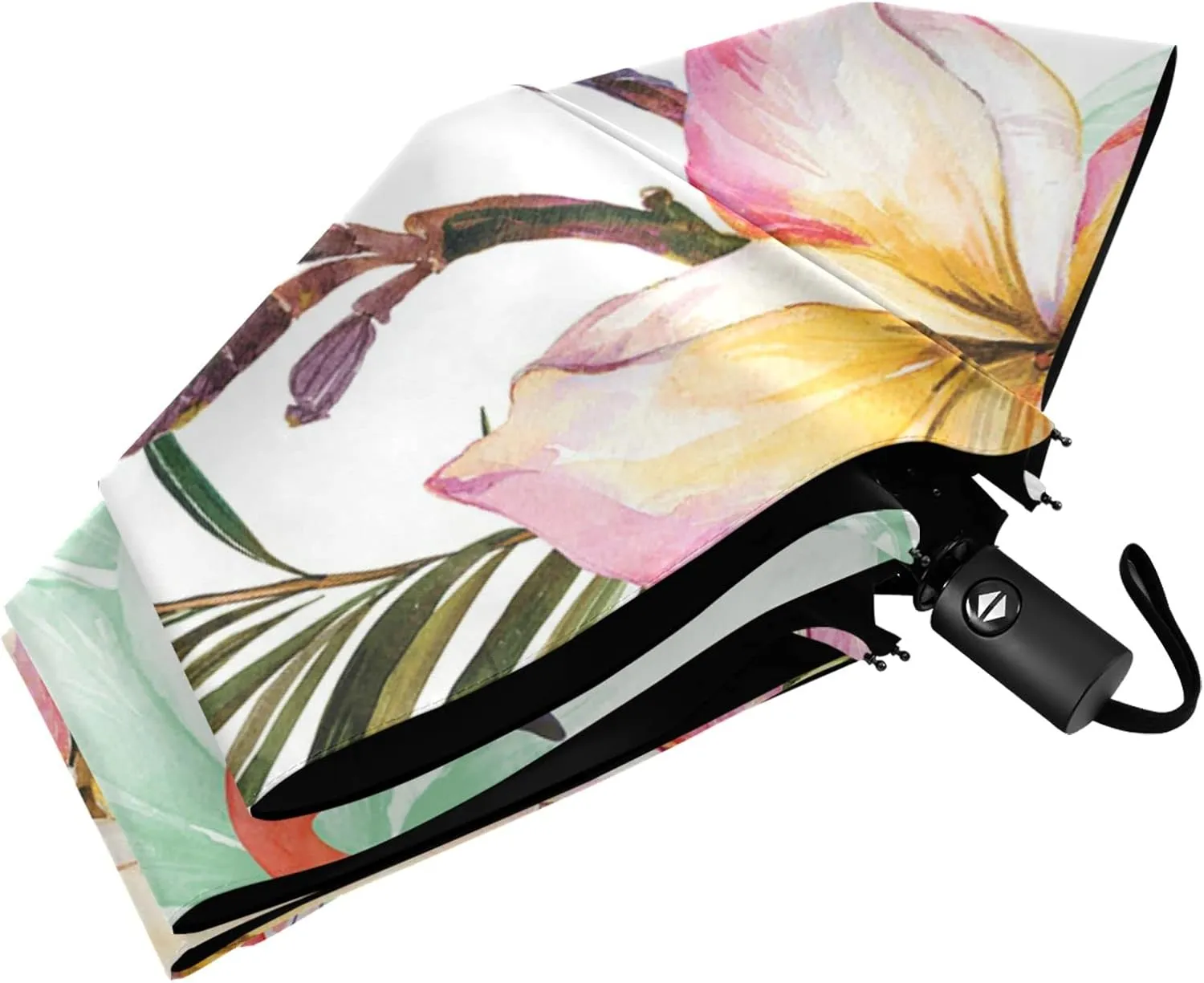 Poeticcity Automatic Folding Umbrella, Auto Open/Close Anti-UV 3 Folds Parasol, Compact Windproof Strong Umbrellas for Travel Sun & Rain