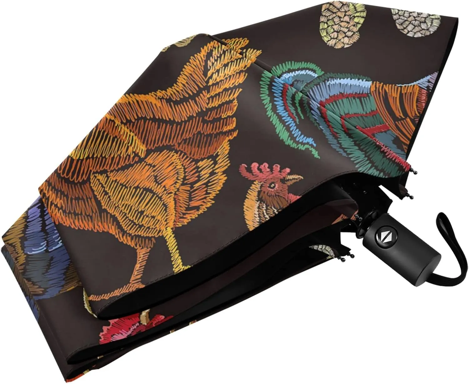 Poeticcity Automatic Folding Umbrella, Auto Open/Close Anti-UV 3 Folds Parasol, Compact Windproof Strong Umbrellas for Travel Sun & Rain