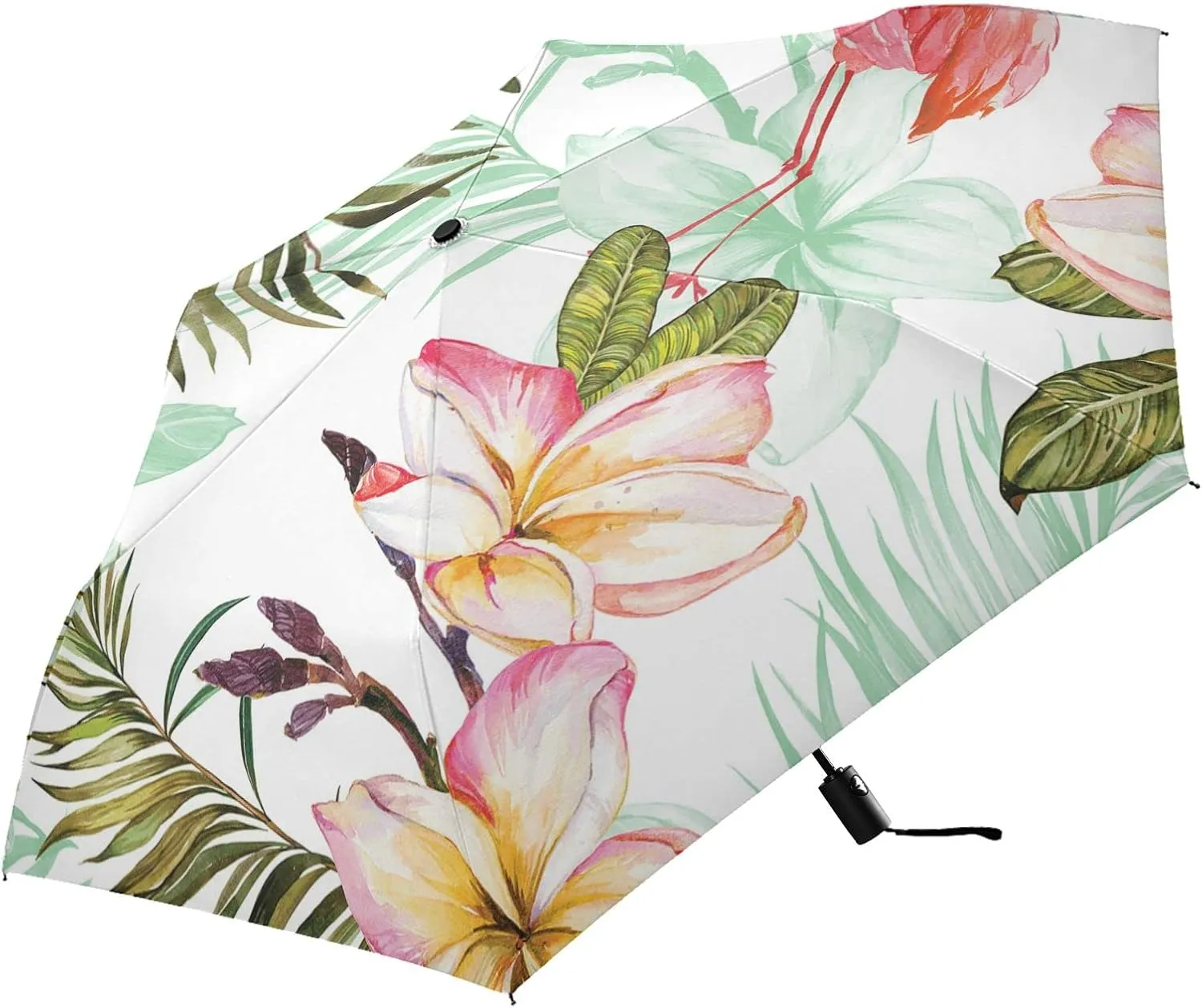 Poeticcity Automatic Folding Umbrella, Auto Open/Close Anti-UV 3 Folds Parasol, Compact Windproof Strong Umbrellas for Travel Sun & Rain