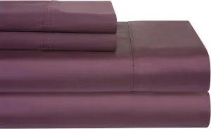 Pointehaven 400 Thread Count Deep Pocket 100% Pima Cotton Sheet Set, Plum, Queen