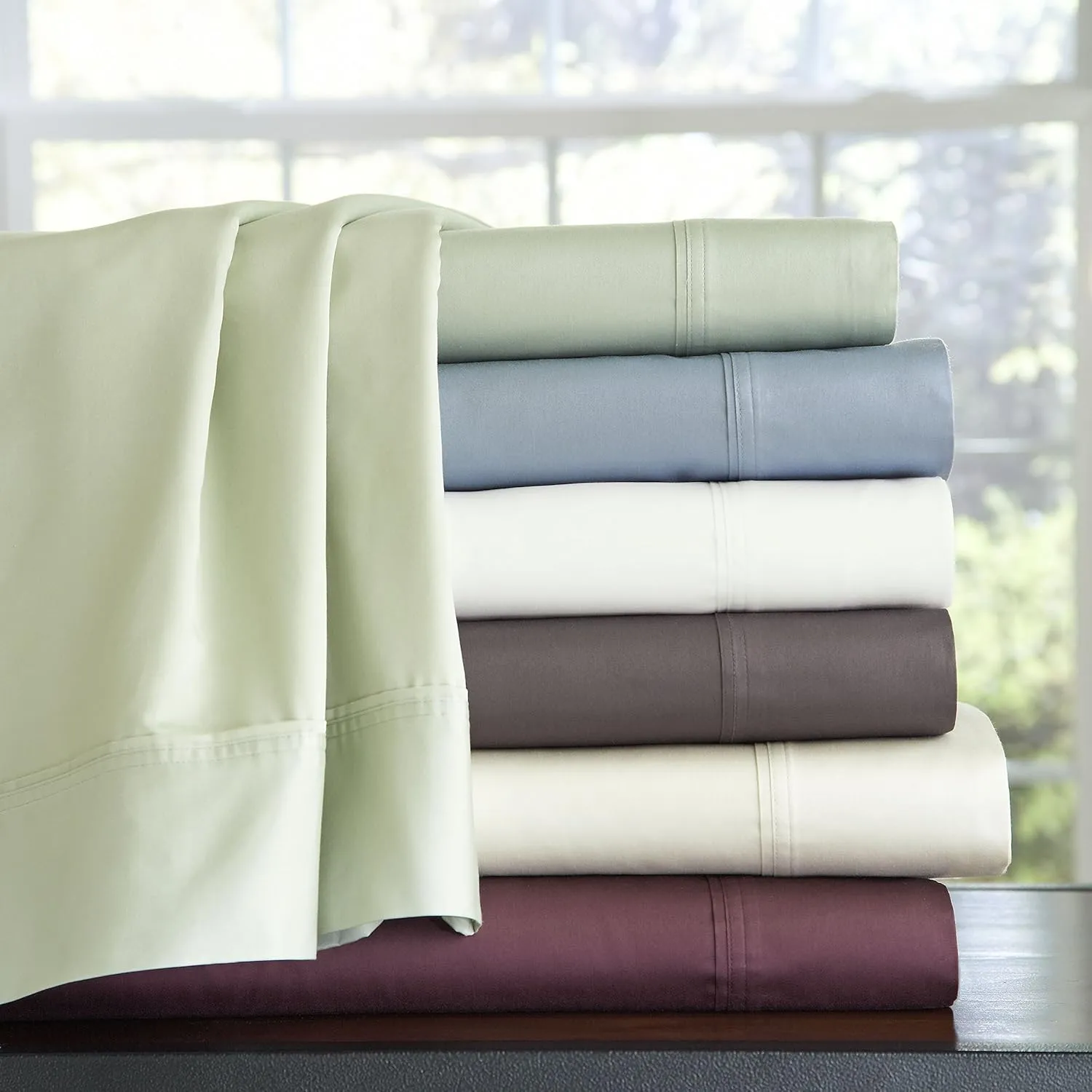Pointehaven 400 Thread Count Deep Pocket 100% Pima Cotton Sheet Set, Plum, Queen