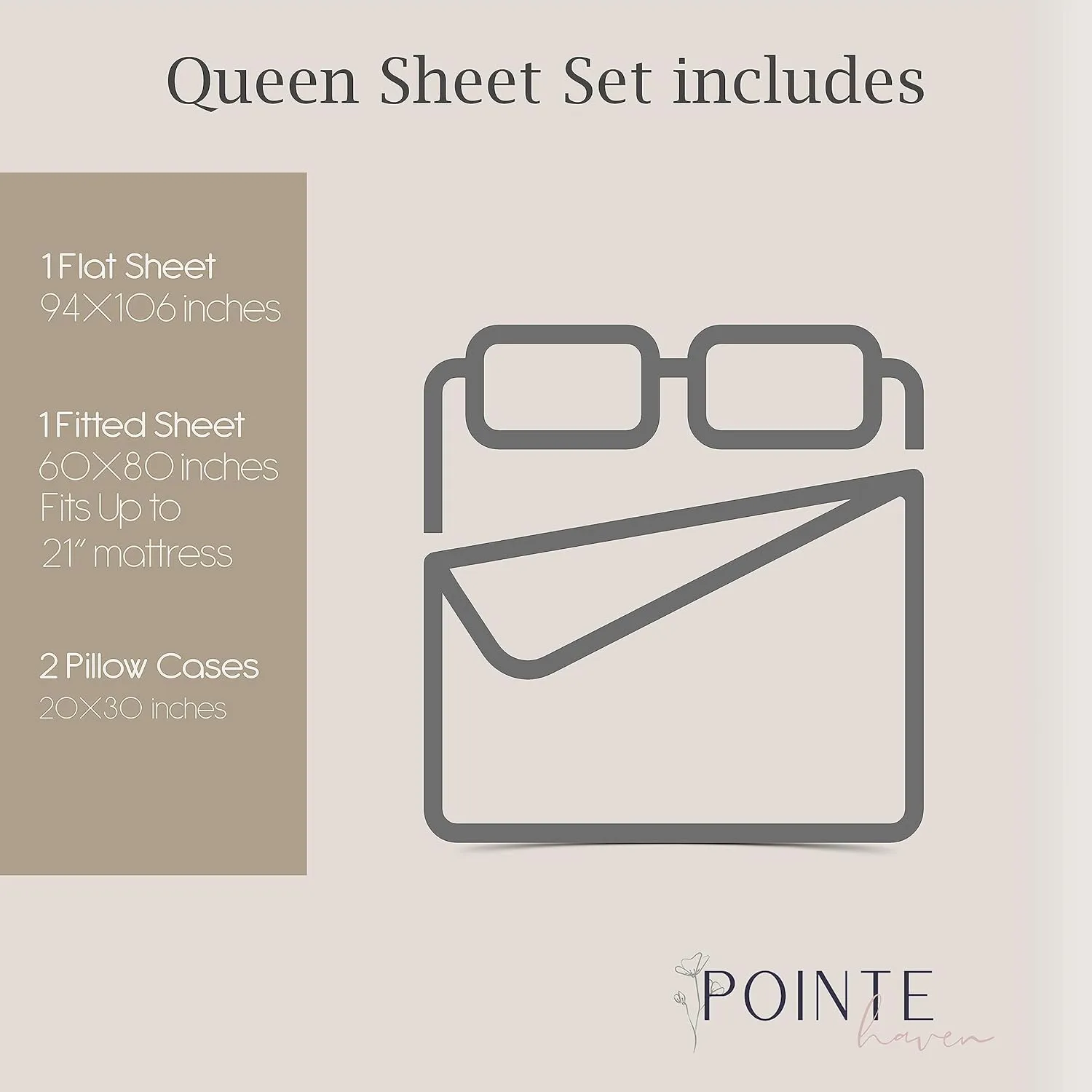 Pointehaven 400 Thread Count Deep Pocket 100% Pima Cotton Sheet Set, Plum, Queen