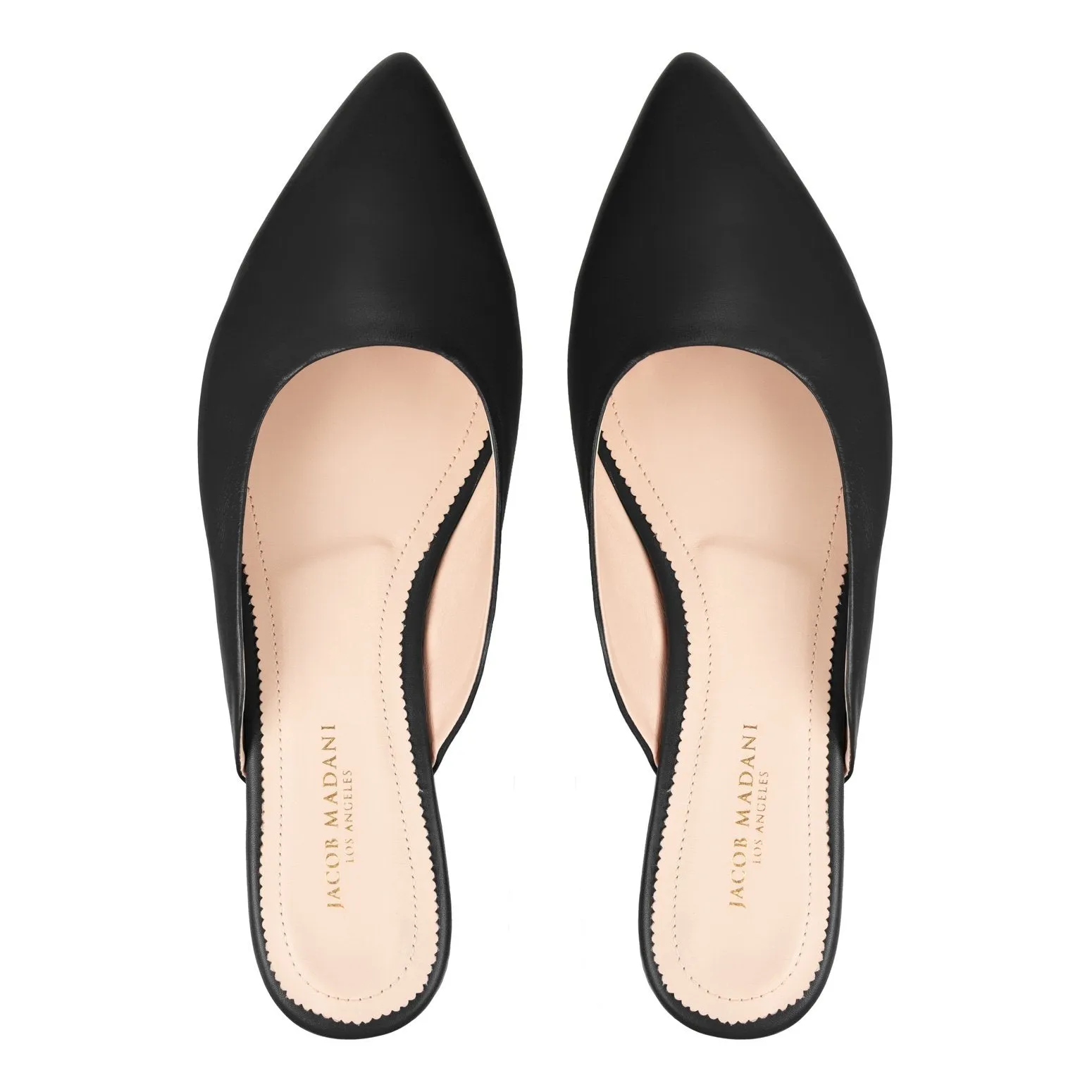 Pointy-toe Flat Mule in Calfskin with Hidden Seam Design