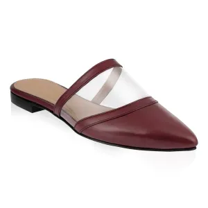 Pointy-toe Flat Mule in Calfskin
