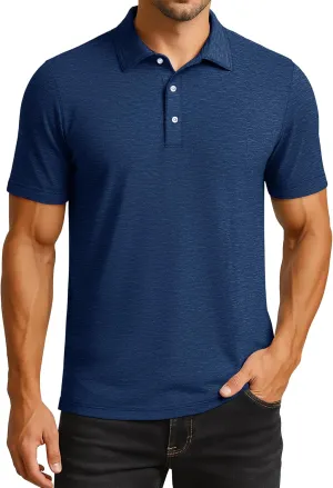 Polo Shirts for Men Performance Mens Golf Shirt Dry Fit Collared Polo Shirts Short Sleeve Moisture Wicking
