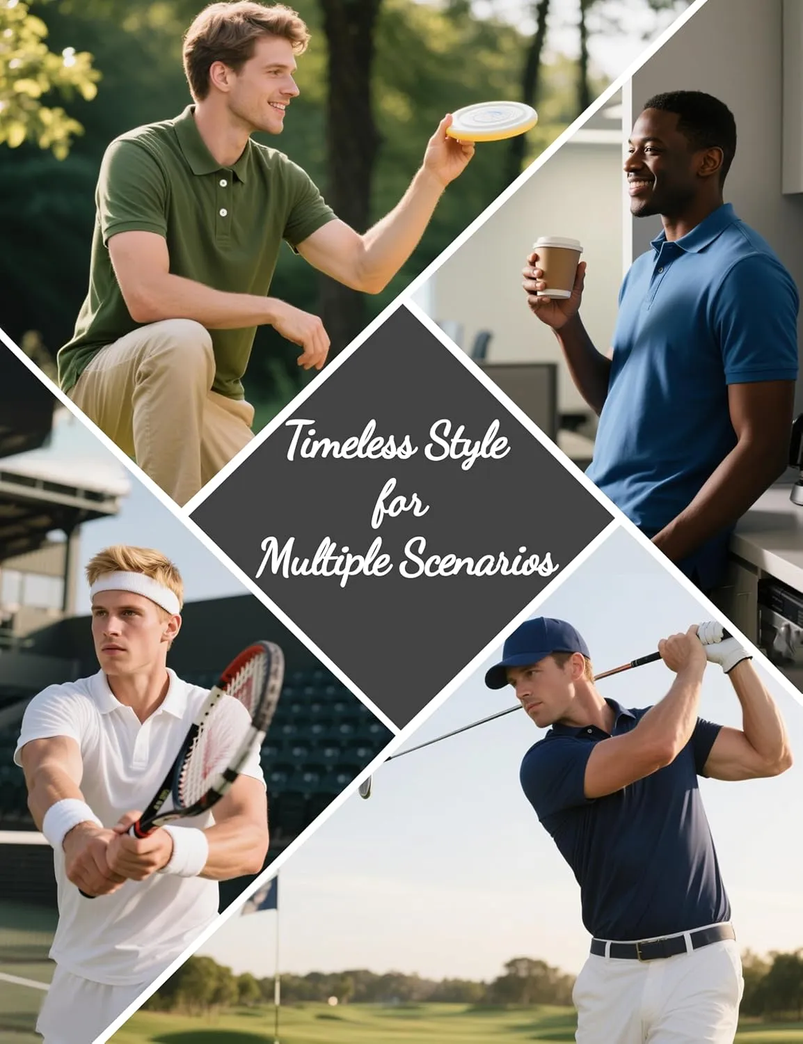 Polo Shirts for Men Performance Mens Golf Shirt Dry Fit Collared Polo Shirts Short Sleeve Moisture Wicking