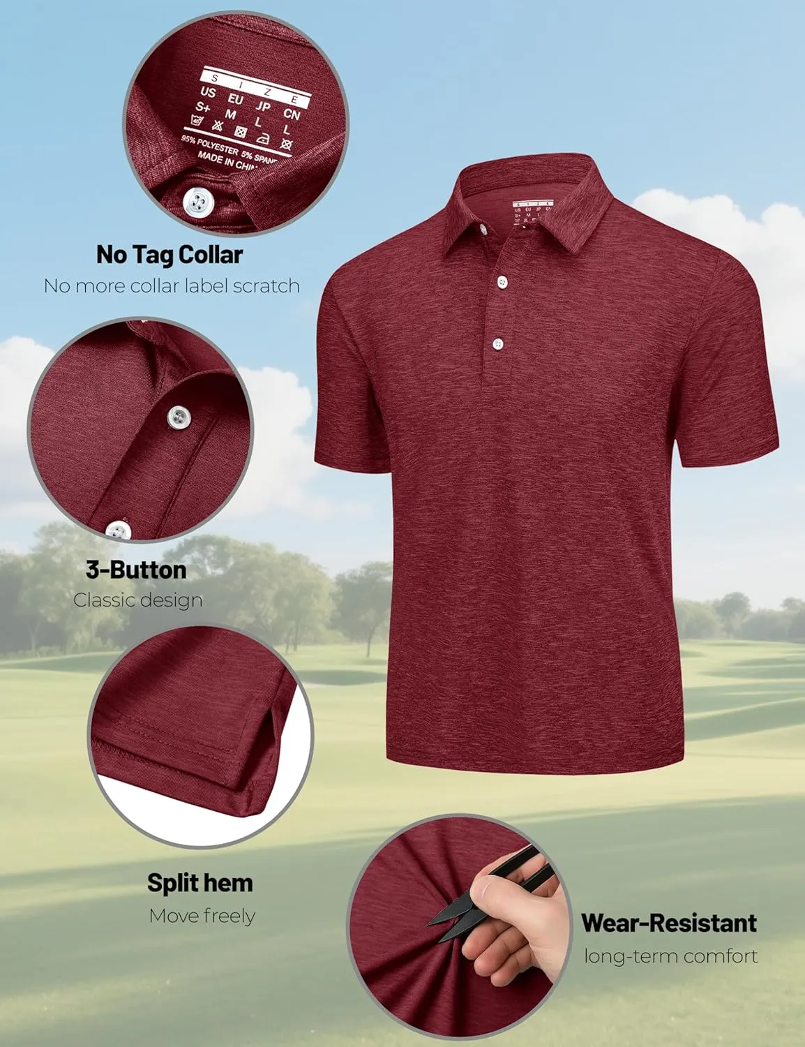 Polo Shirts for Men Performance Mens Golf Shirt Dry Fit Collared Polo Shirts Short Sleeve Moisture Wicking