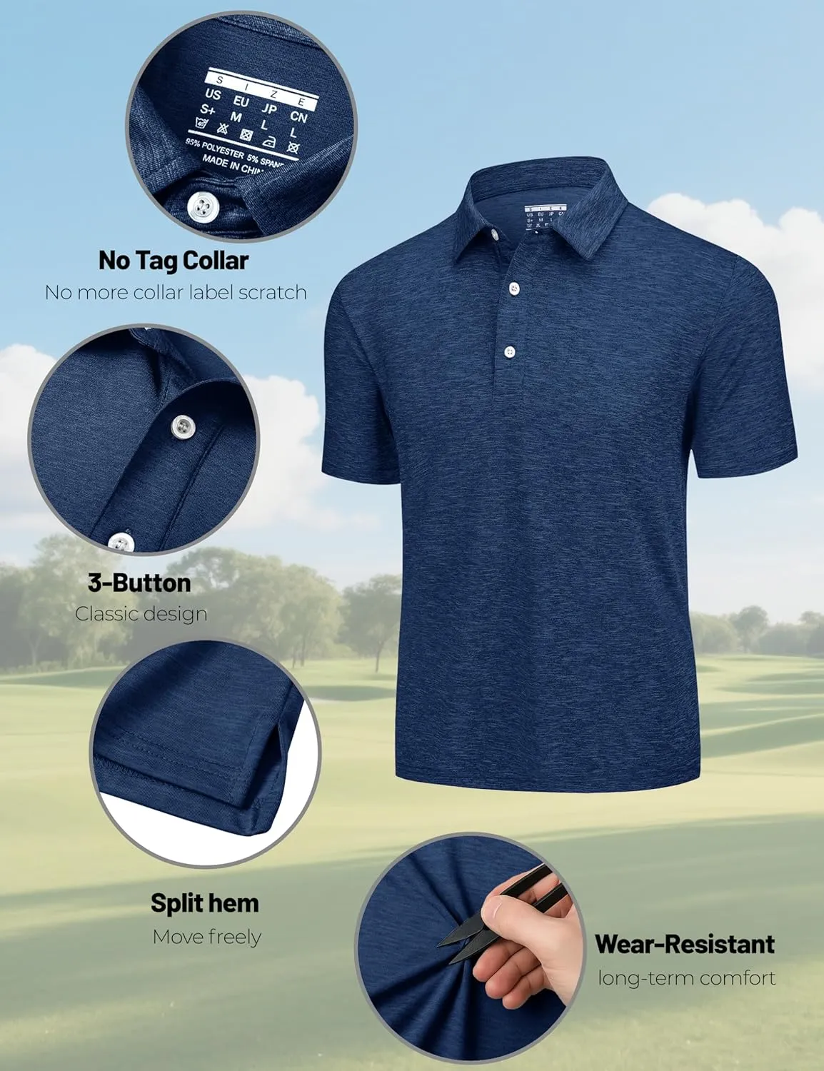 Polo Shirts for Men Performance Mens Golf Shirt Dry Fit Collared Polo Shirts Short Sleeve Moisture Wicking