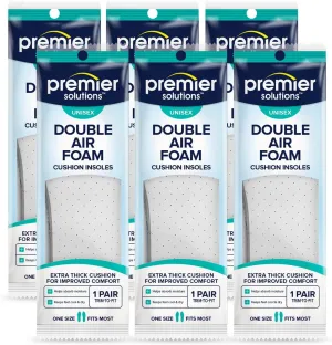 Premier Solutions™ Double Air Foam Insoles, Unisex, Cut to Size, 6 Count