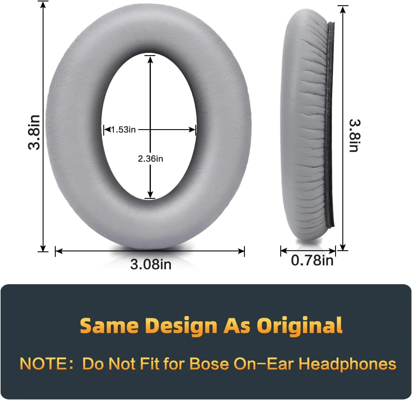 Premium Replacement Ear Pads for Bose QC35 & QC35ii Headphones Made by GEVO- Comfortable Adaptive Memory Foam and Extra Durable - Fits QuietComfort 35 & 35ii / SoundLink 1&2 AE（Over-Ear） (Silver)