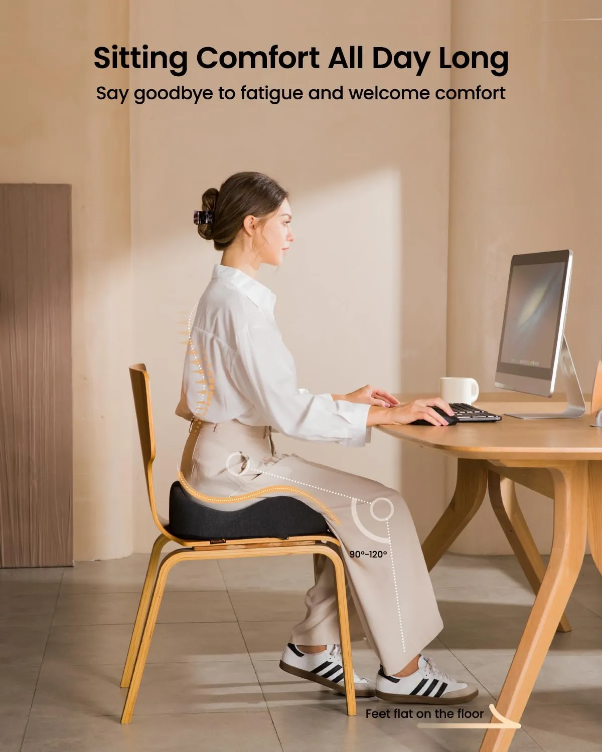 ProtoArc Seat Cushion for Tailbone Pain Relief, Office Chair Cushion, Coccyx Cushion, Ergonomic Memory Foam Seat Cushion for Home, Car, Pressure Relief Pad for Hip, Coccyx, All Day Comfort - Black