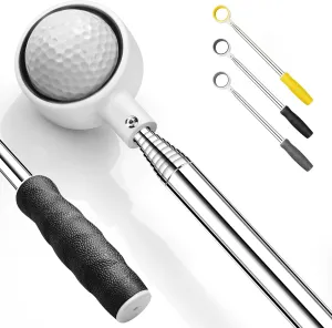 prowithlin Golf Ball Retriever, Golf Ball Retriever Telescopic, Ball Retriever Tool Golf with Rubber Loop, Non-Rust Golf Ball Retriever for Water, Excellent Golf Accessories Golf Gift for Men