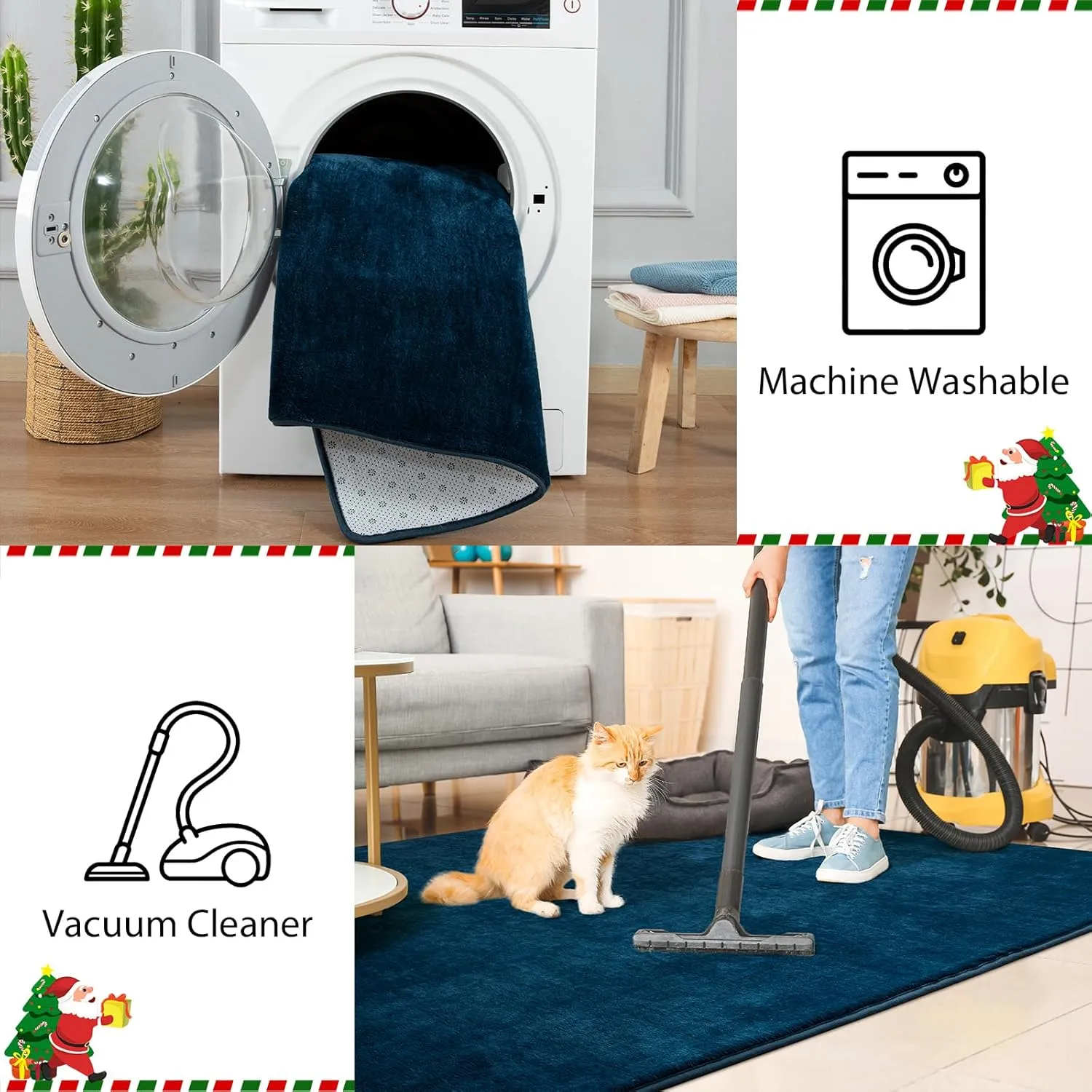 Przemy Washable Runner Rug for Bedroom Living Room, 2x6 Feet Navy Blue Memory Foam Hallway Rugs, Super Soft Modern Indoor Carpet for Bedside Kids Room Boys Girls Dorm Nursery Decor Mat