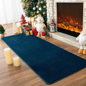 Przemy Washable Runner Rug for Bedroom Living Room, 2x6 Feet Navy Blue Memory Foam Hallway Rugs, Super Soft Modern Indoor Carpet for Bedside Kids Room Boys Girls Dorm Nursery Decor Mat