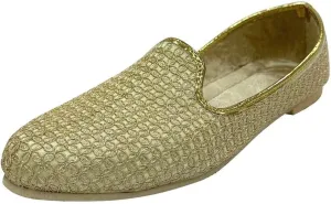 Punjabi Jutti for Men's Traditional Mojaris Shoes Cream Gold Wedding for Groom Indian Handmade Ethnic Jooti