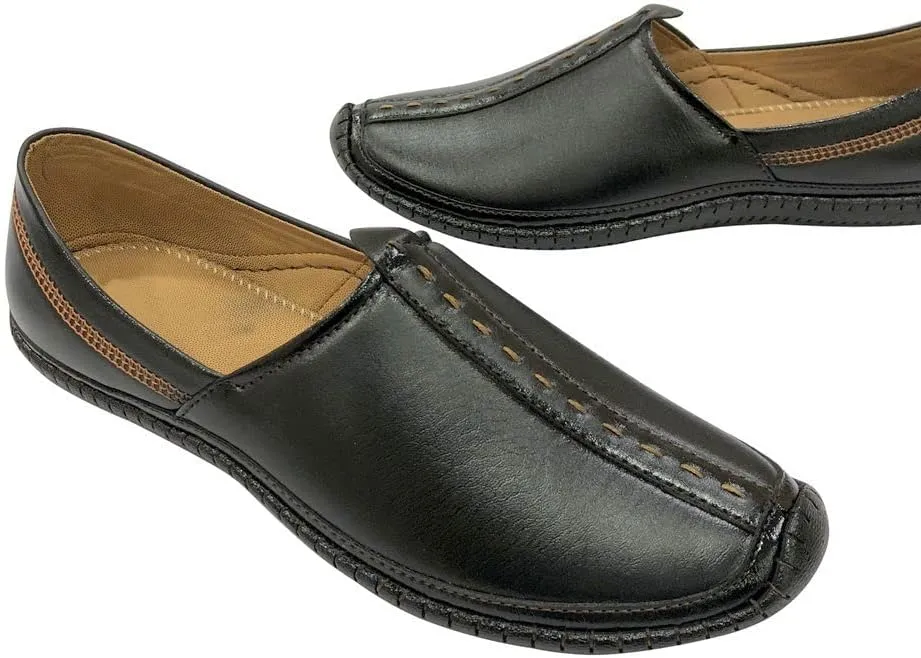 Punjabi Mojaris Mens Shoes Cream Wedding for Groom,Traditional Indian Footwear Ethnic Peshawari Slippers