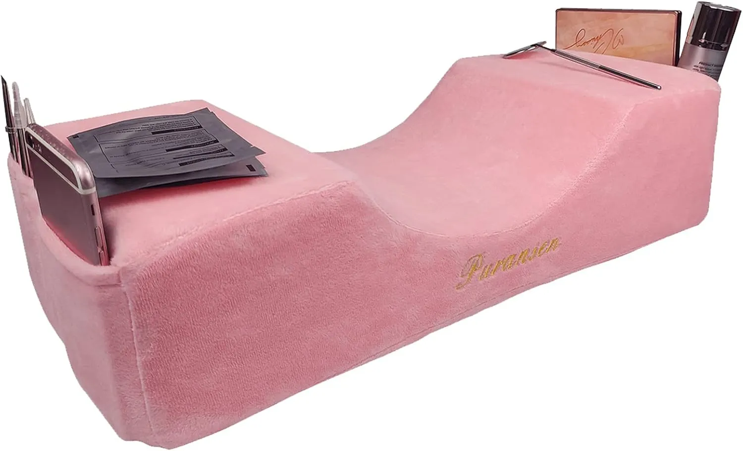 Puransen Lash Pillow for Lash Extensions - Comfortable Velvet Memory Foam Eyelash Pillow, Protect The Neck When Used for Lash Extension Grafting Make Up (Pink)