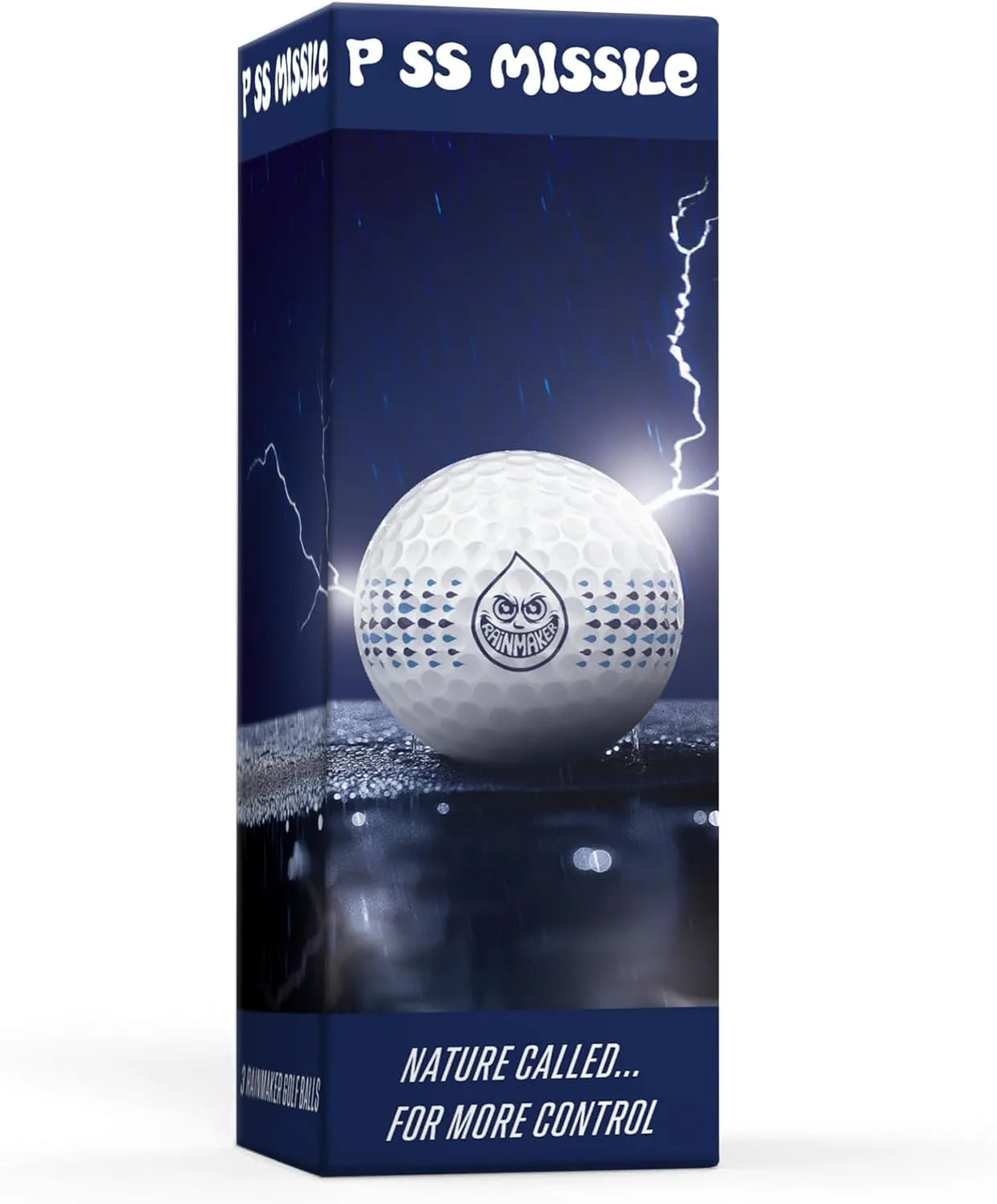 Rain Maker Golf Balls by P*ss Missile - Pro-Level Golf Balls for Spin, Control, Feel - 3-Piece Construction, Urethane Cover, Medium Compression Core - Tour Performance & Workability